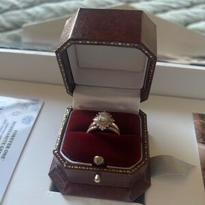 Heidi Gibson Rose Gold Petite Oval Gatsby Ring & Band, Moissanite & Diamonds, 5